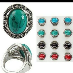 RESALE 🎁BOX Crackle Stone Rings. Asst Colors